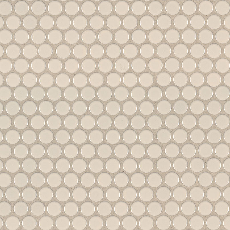 Almond Penny Round Glossy Porcelain Mosaic