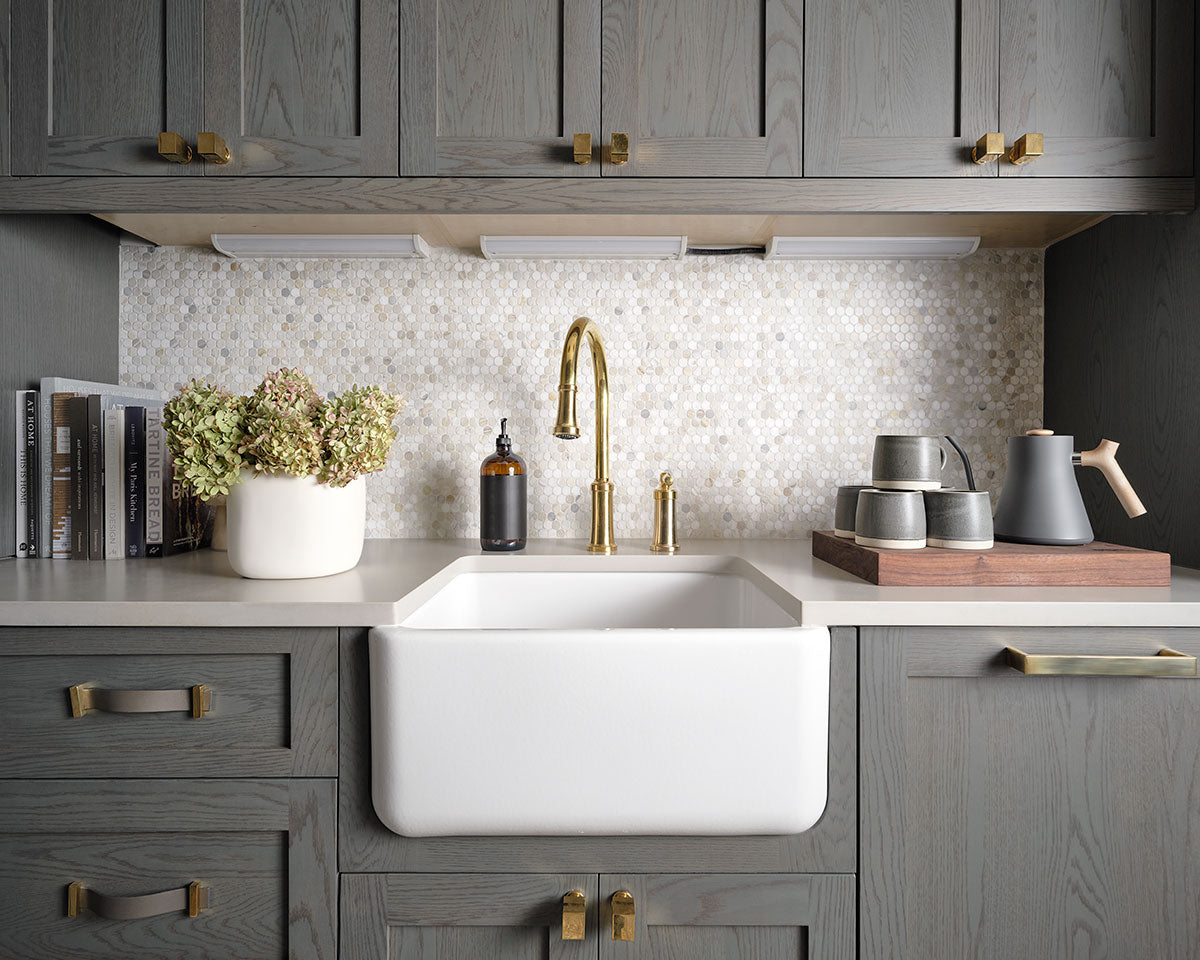 Athena Gold Penny Round 12X12 Honed Marble Mosaic Tile