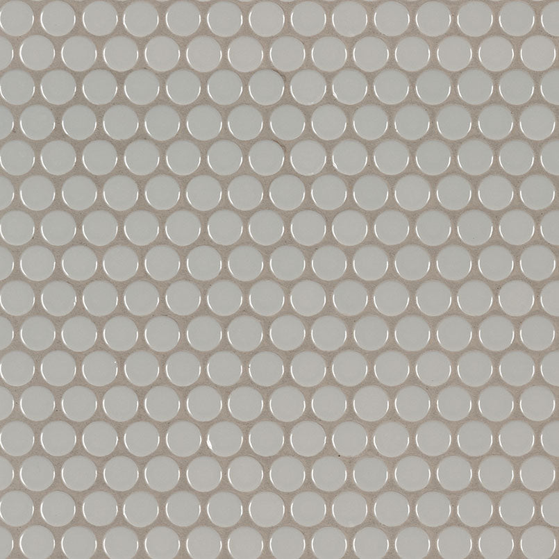 Gray Glossy 12x12 Penny Round Mosaic Tile