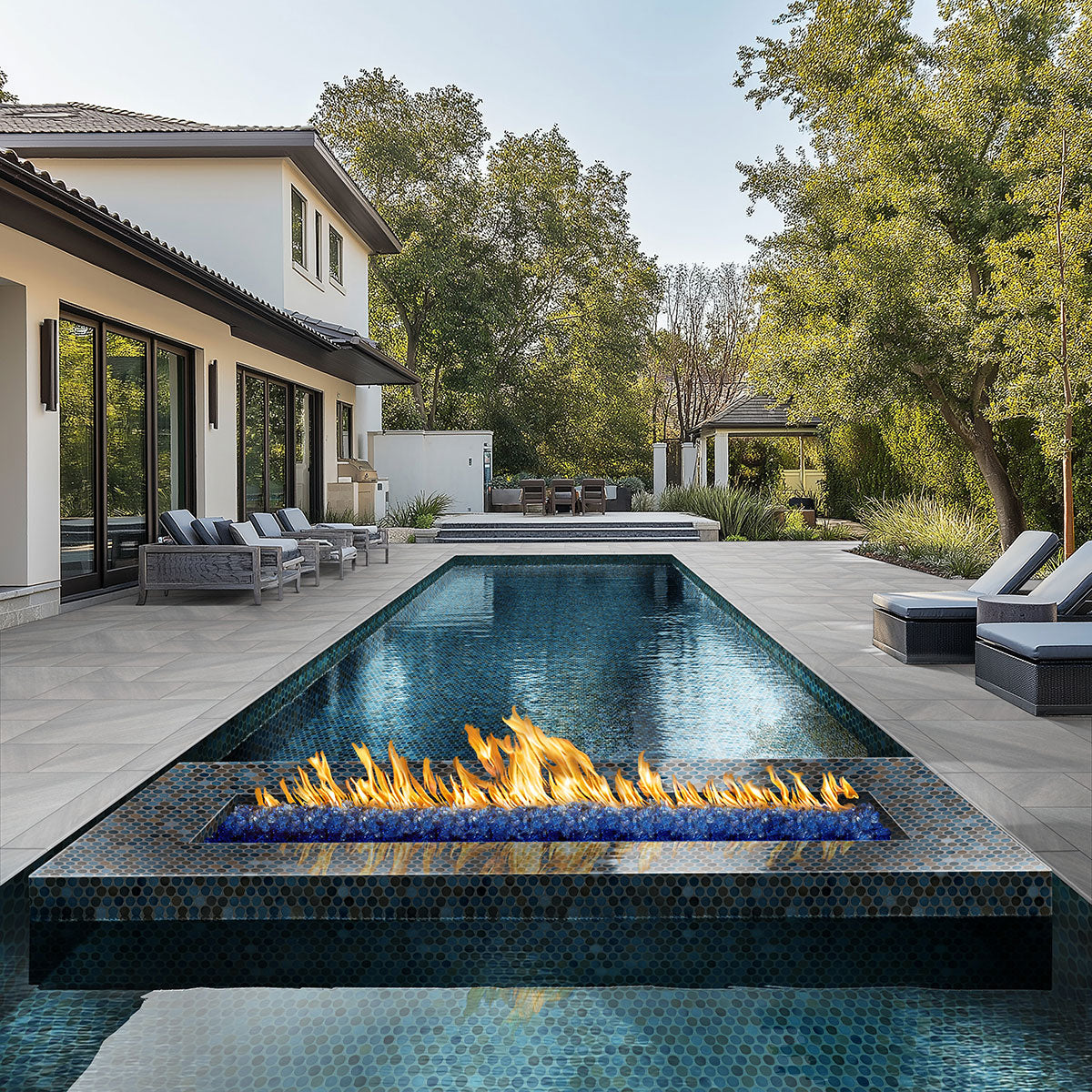 Azul Penny Round Glossy Porcelain Mosaic