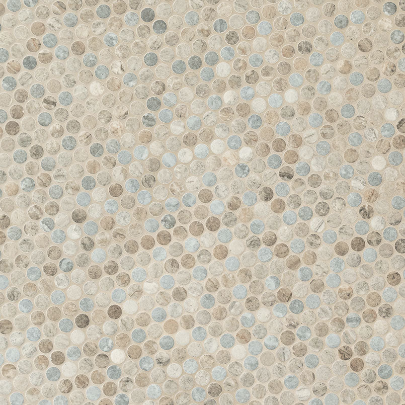 Stonella 12x12 Glossy Penny Round Glossy Glass Mosaic Tile