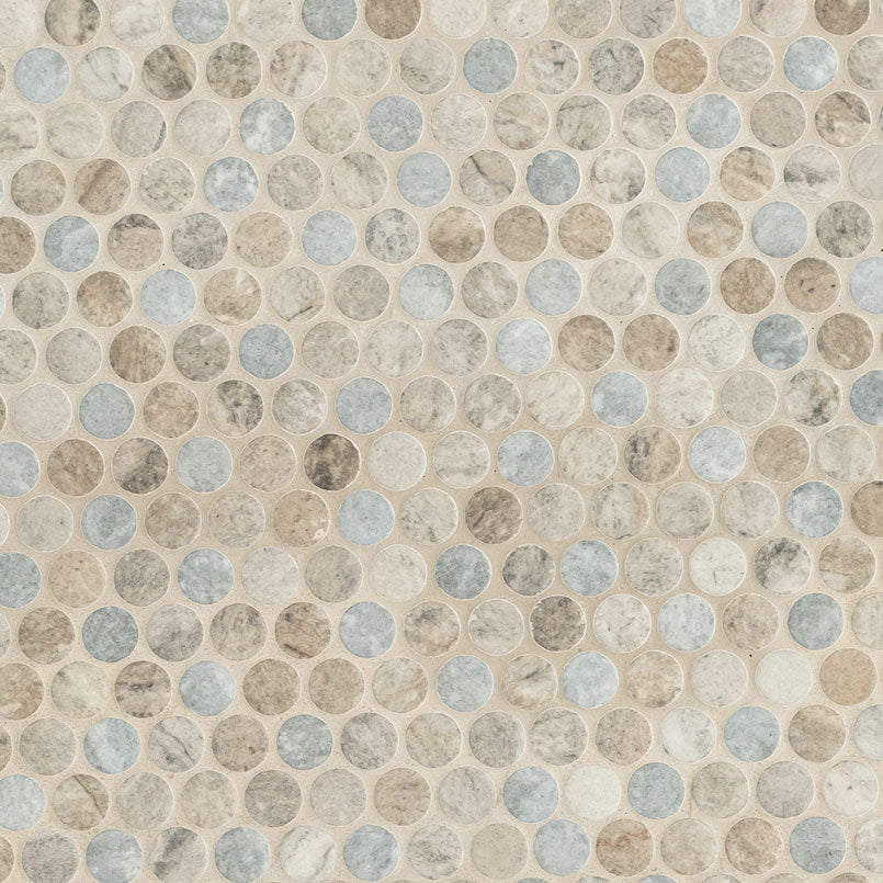 Stonella 12x12 Glossy Penny Round Glossy Glass Mosaic Tile