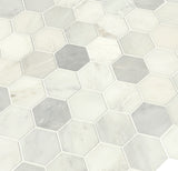 Greecian White 3" Polished Hexagon Mosaic Tile