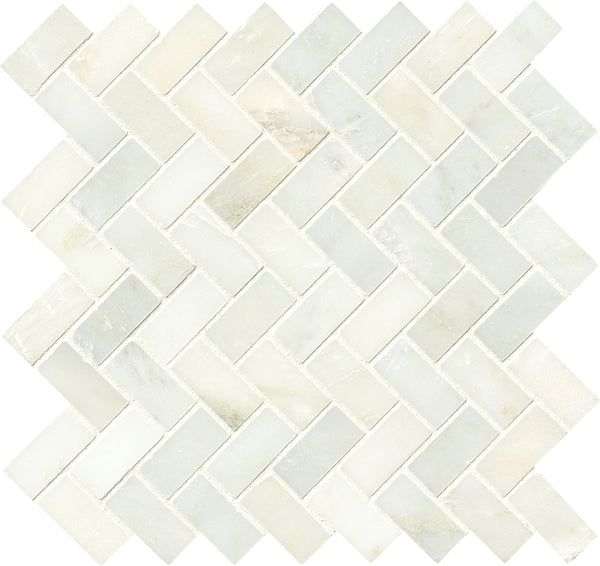 Greecian White Herringbone Pattern 12x12 Polished Tile