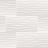 Dymo Wavy White 12x24 Glossy Ceramic Tile