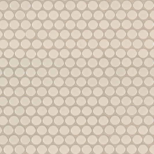 Almond Penny Round Glossy Porcelain Mosaic