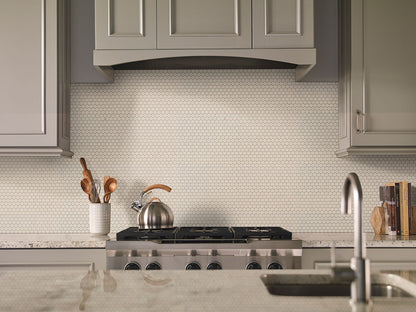 Almond Penny Round Glossy Porcelain Mosaic