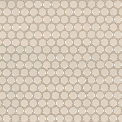 Almond Penny Round Glossy Porcelain Mosaic