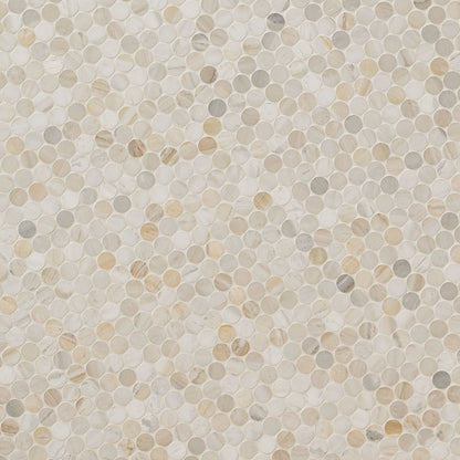 Athena Gold Penny Round 12X12 Honed Marble Mosaic Tile