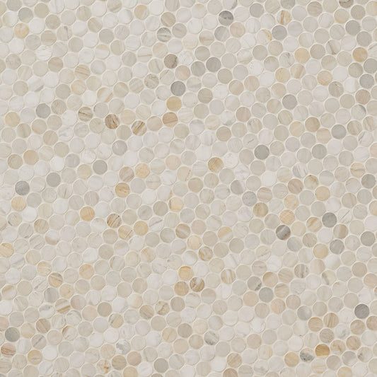 Athena Gold Penny Round 12X12 Honed Marble Mosaic Tile