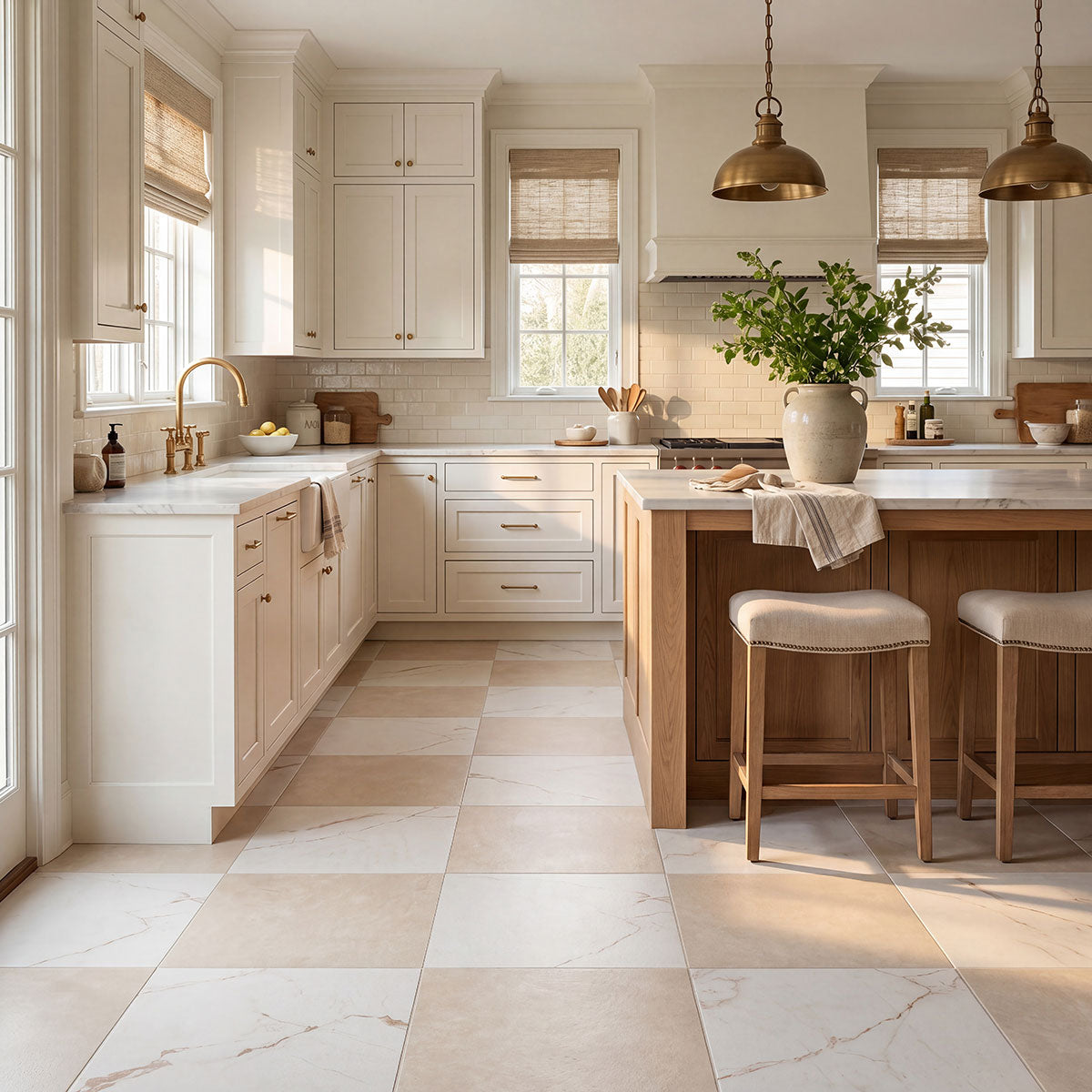 MSI Quadre Belvyn Dune 18" x 37" Stone-Look Luxury Vinyl Tile (LVT) - Checkerboard Pattern