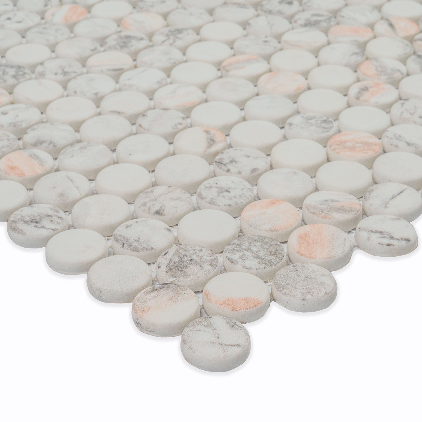 Briar Rosa Penny Round 12X12 Matte Glass Mosaic Floor Wall Tile