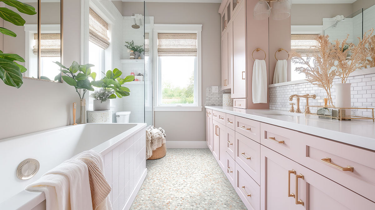 Briar Rosa Penny Round 12X12 Matte Glass Mosaic Floor Wall Tile