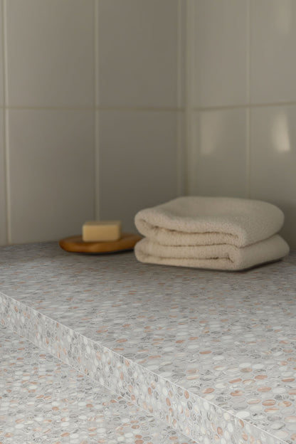 Briar Rosa Penny Round 12X12 Matte Glass Mosaic Floor Wall Tile