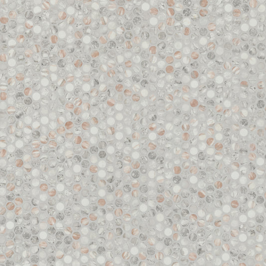 Briar Rosa Penny Round 12X12 Matte Glass Mosaic Floor Wall Tile