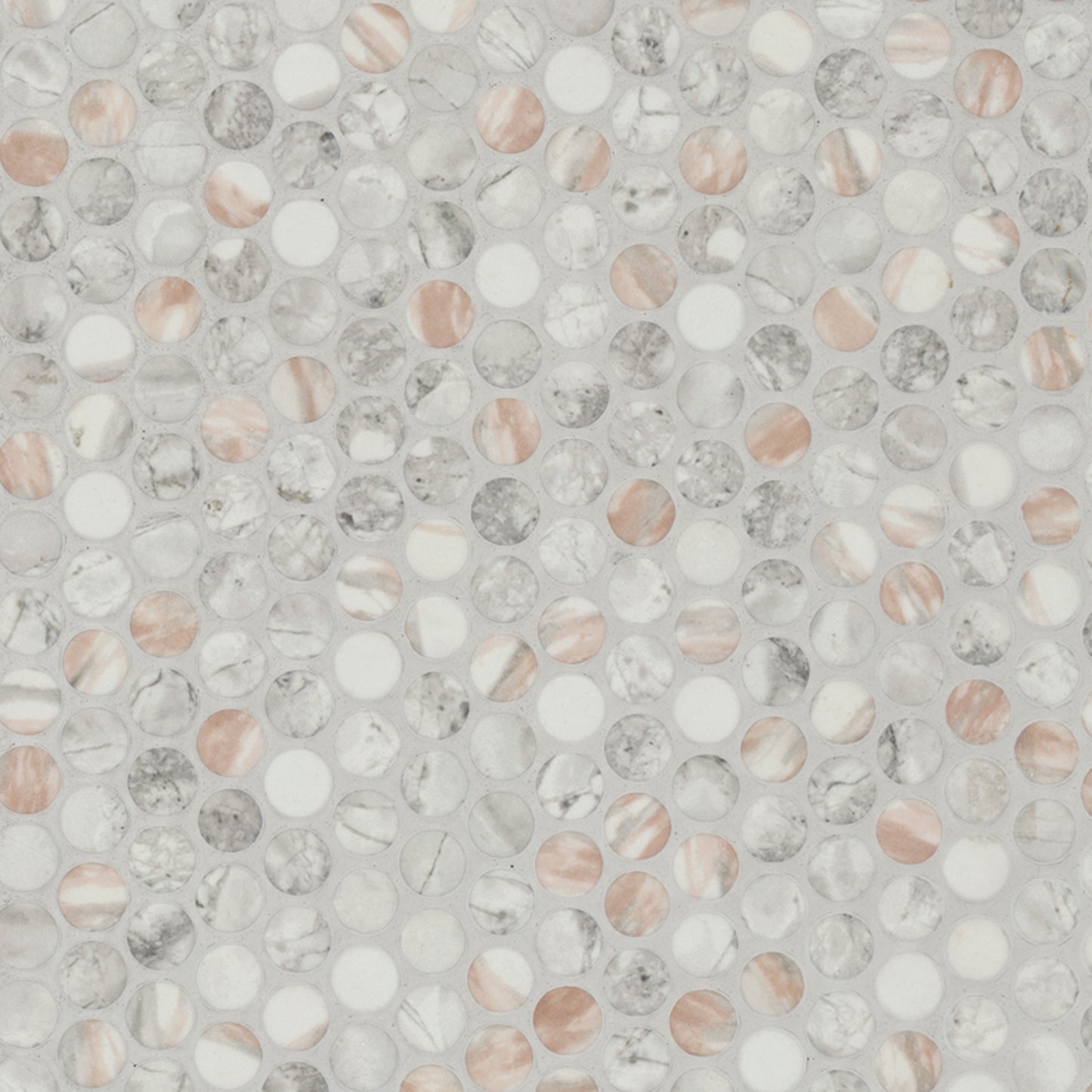 Briar Rosa Penny Round 12X12 Matte Glass Mosaic Floor Wall Tile