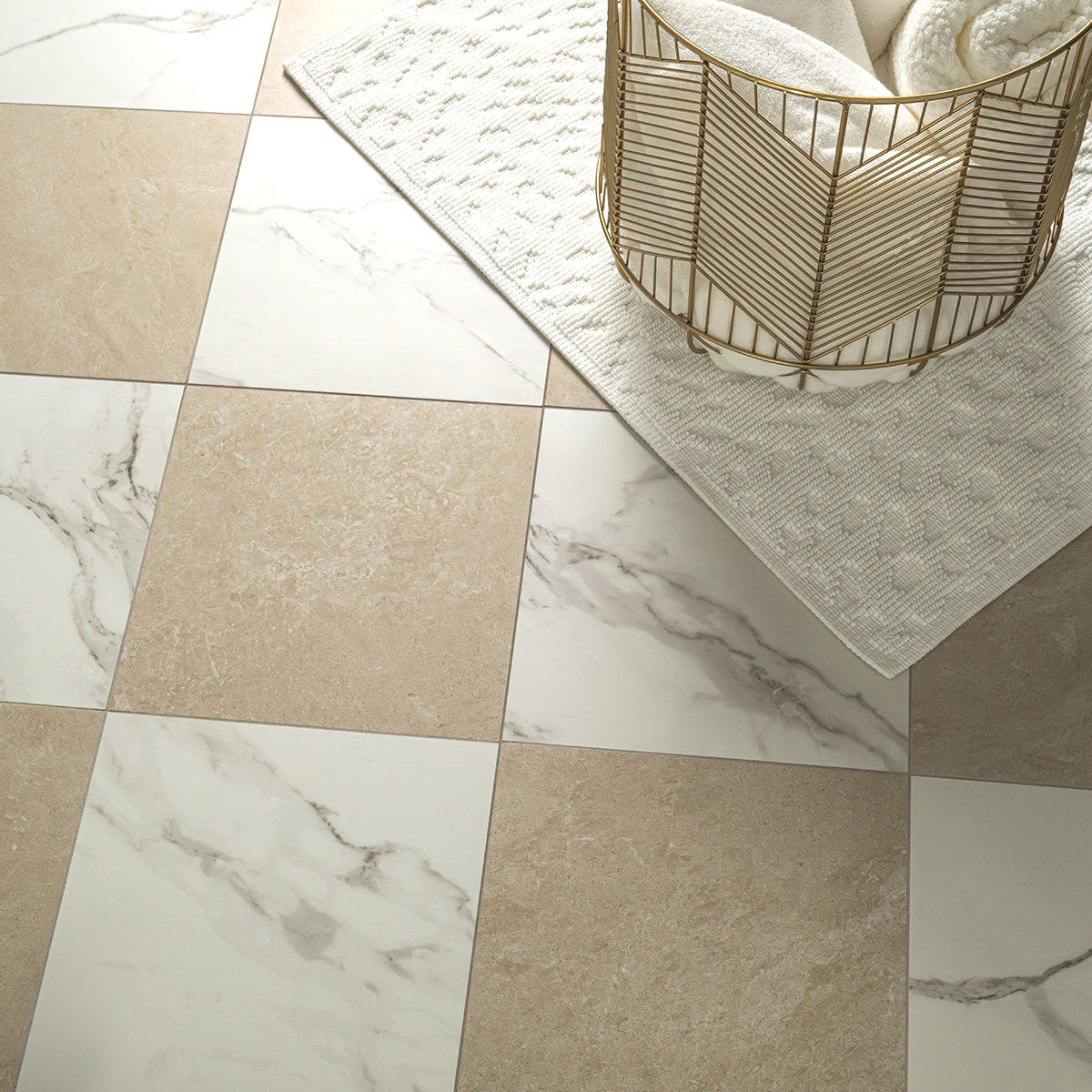 MSI Calacatta Crema Checkered 24x24 Matte Porcelain Floor & Wall Tile