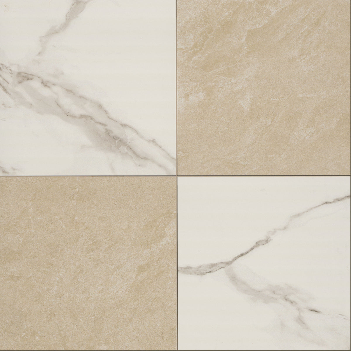 MSI Calacatta Crema Checkered 24x24 Matte Porcelain Floor & Wall Tile