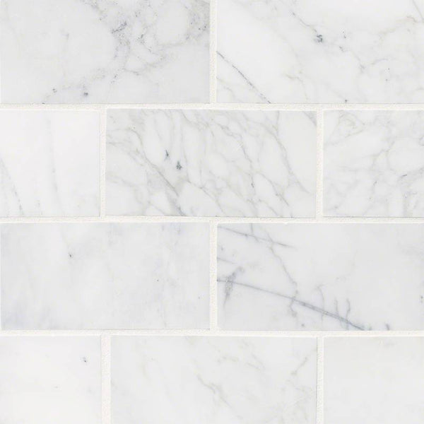 Calacatta Cressa 3X6 White Honed Subway Marble Tile