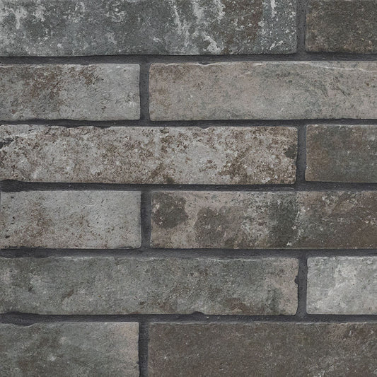 Capella Charcoal Brick 2x10 Matte Porcelain Wall & Floor Tile