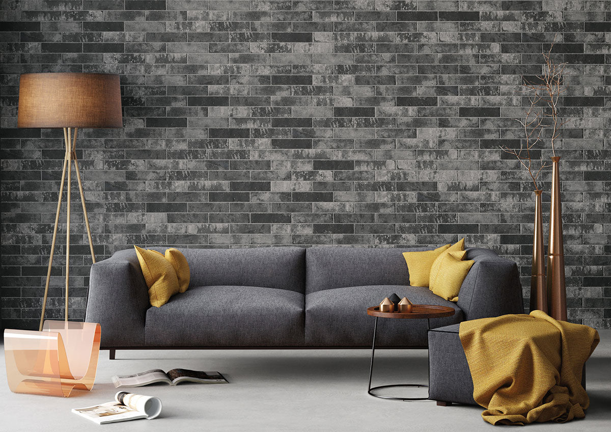 Capella Charcoal Brick 2x10 Matte Porcelain Wall & Floor Tile