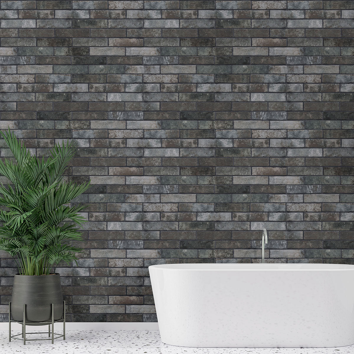 Capella Charcoal Brick 2x10 Matte Porcelain Wall & Floor Tile