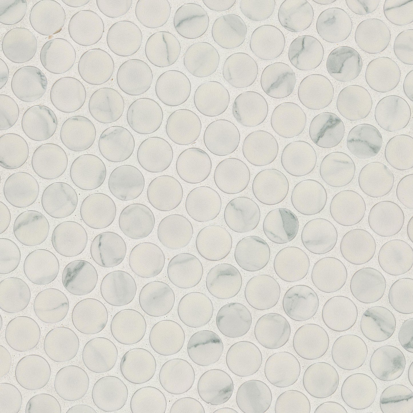 Carrara Penny Round Matte Porcelain Mosaic Tile