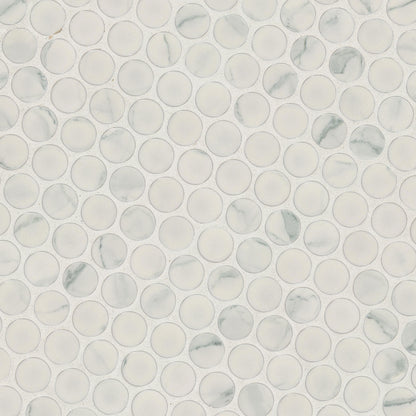 Carrara Penny Round Matte Porcelain Mosaic Tile