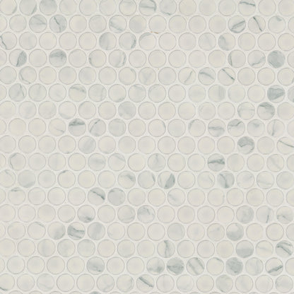 Carrara Penny Round Matte Porcelain Mosaic Tile