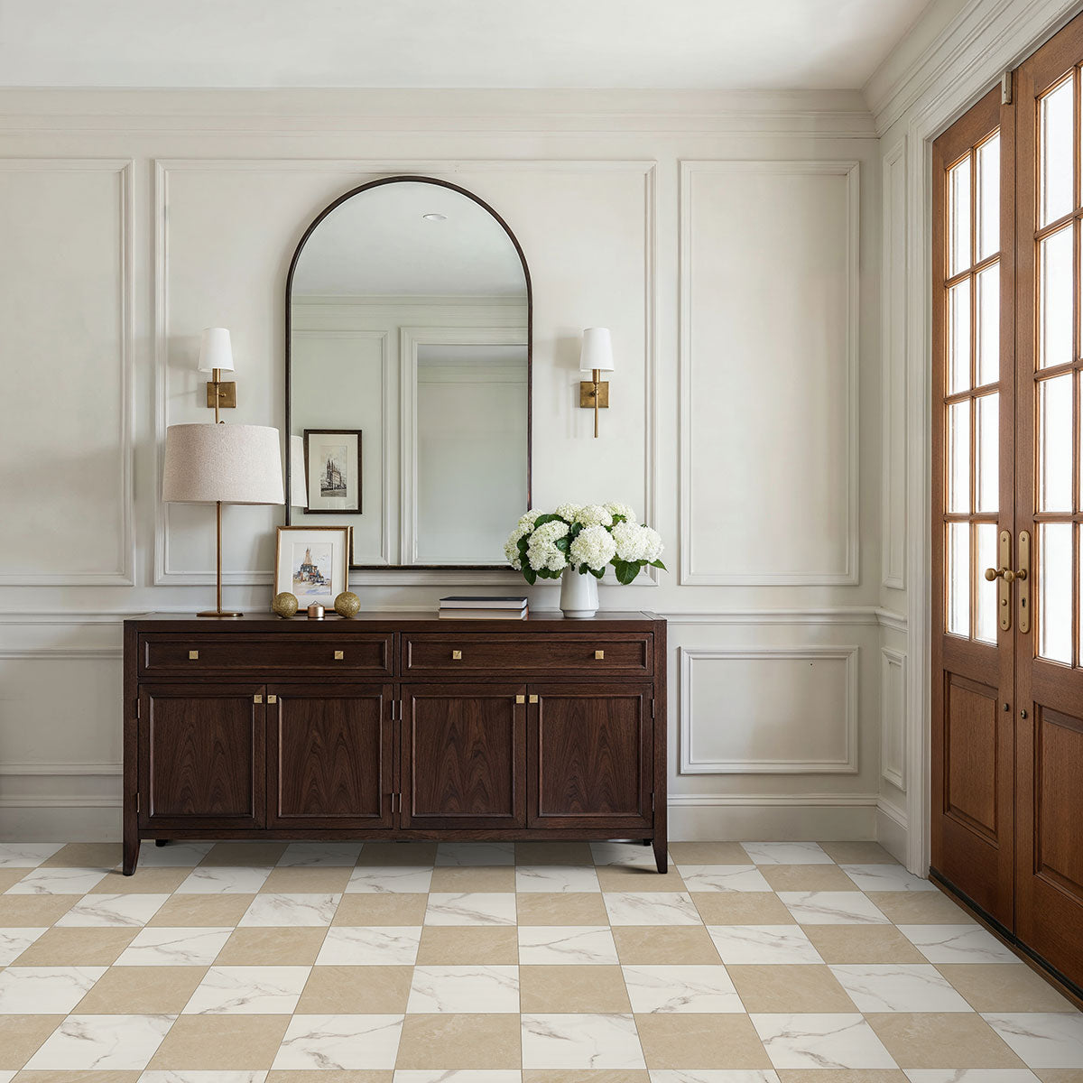 MSI Calacatta Crema Checkered 24x24 Matte Porcelain Floor & Wall Tile