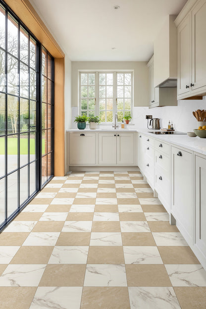 MSI Calacatta Crema Checkered 24x24 Matte Porcelain Floor & Wall Tile