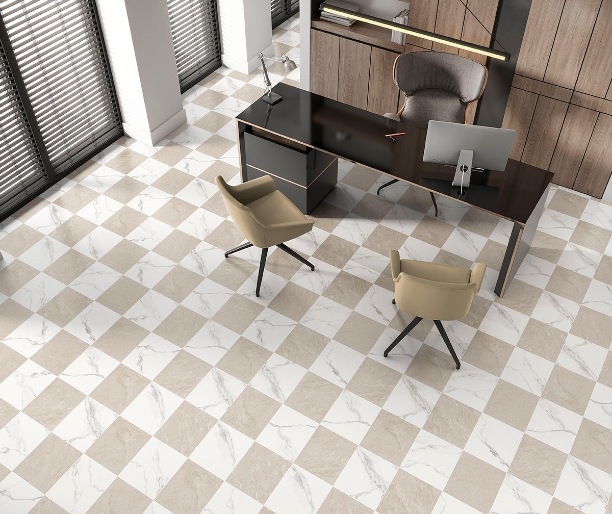 MSI Calacatta Crema Checkered 24x24 Matte Porcelain Floor & Wall Tile