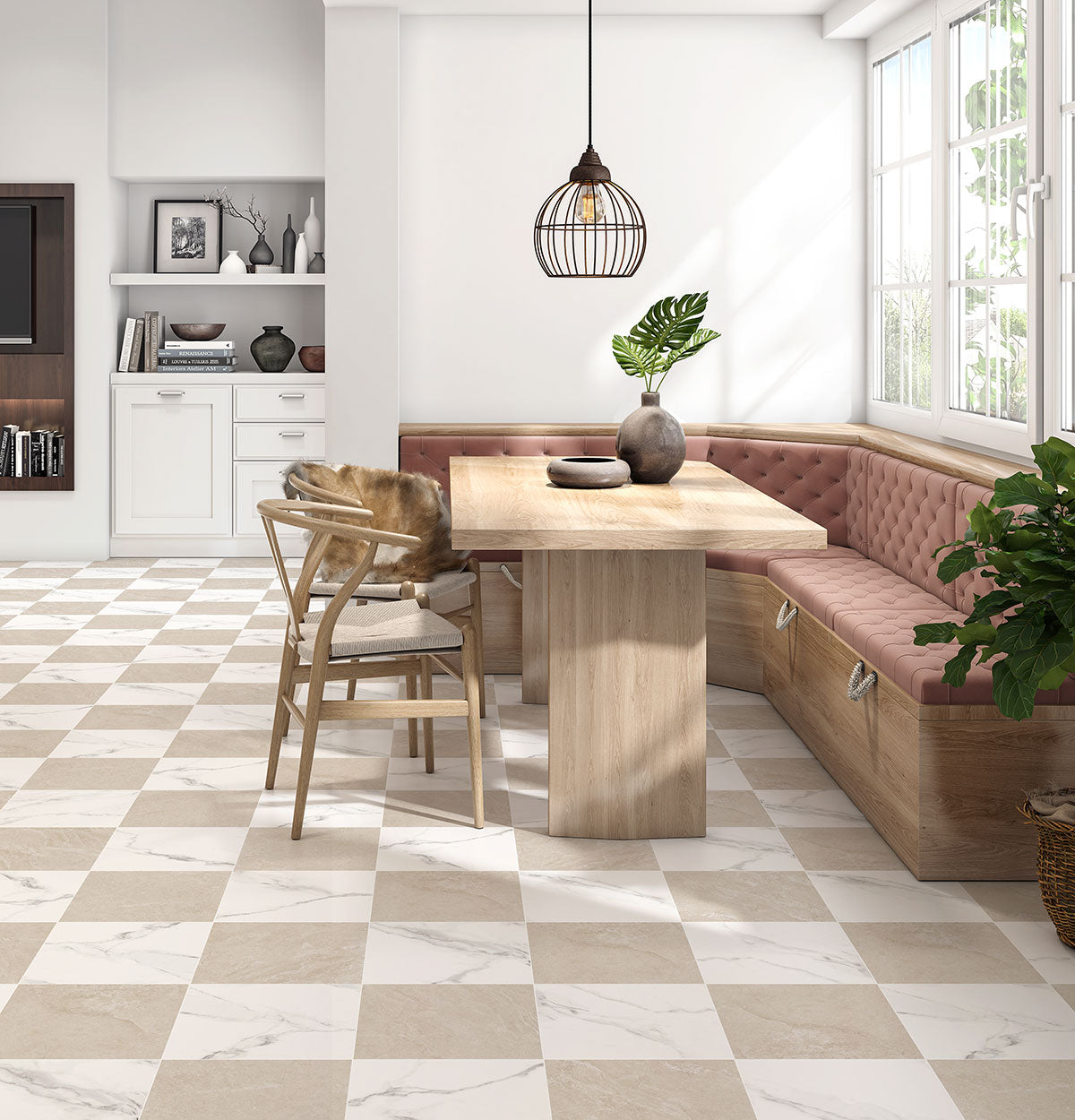 MSI Calacatta Crema Checkered 24x24 Matte Porcelain Floor & Wall Tile