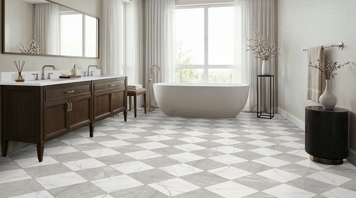MSI Calacatta Grigio Checkered 24x24 Matte Porcelain Floor & Wall Tile
