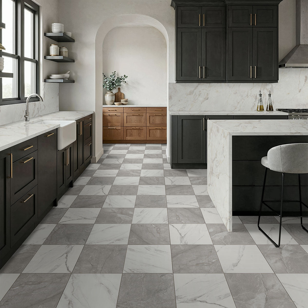 MSI Calacatta Grigio Checkered 24x24 Matte Porcelain Floor & Wall Tile