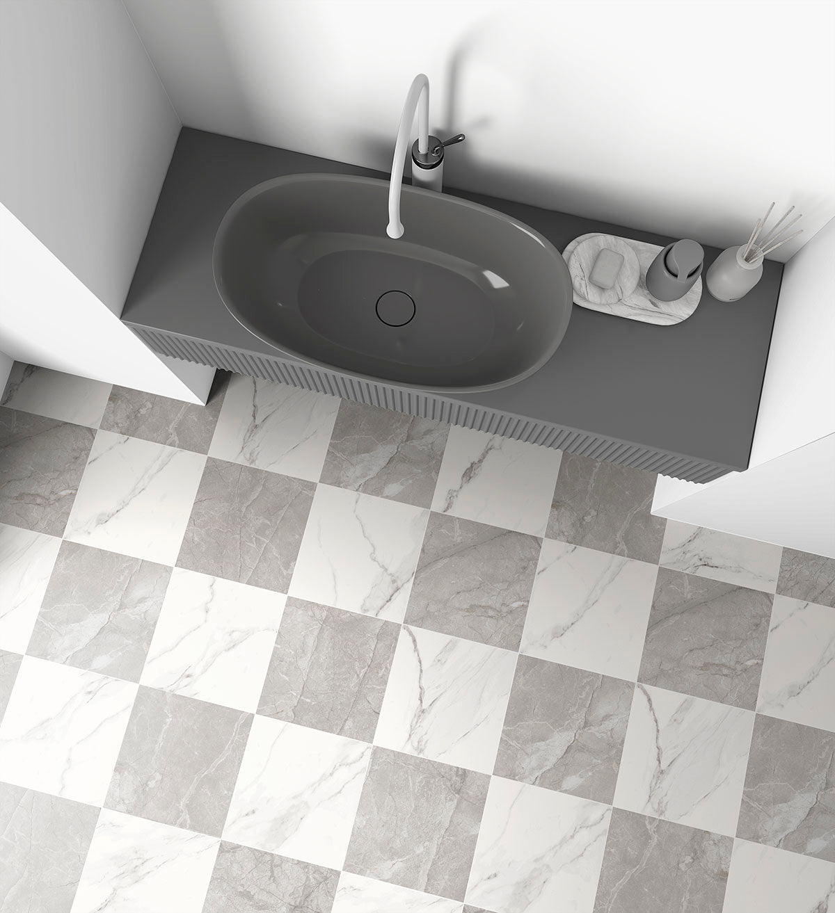 MSI Calacatta Grigio Checkered 24x24 Matte Porcelain Floor & Wall Tile