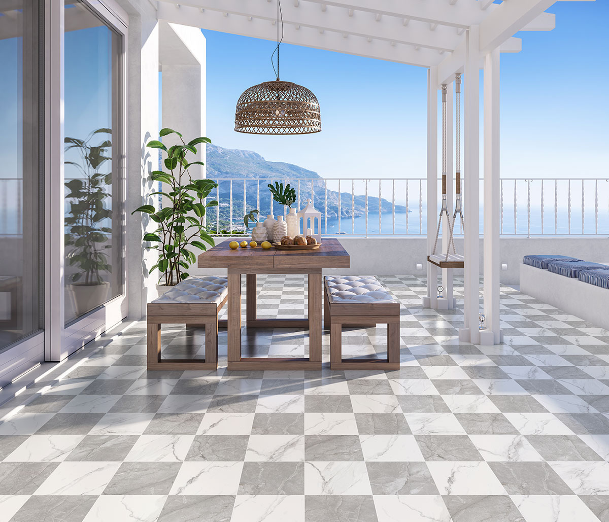 MSI Calacatta Grigio Checkered 24x24 Matte Porcelain Floor & Wall Tile