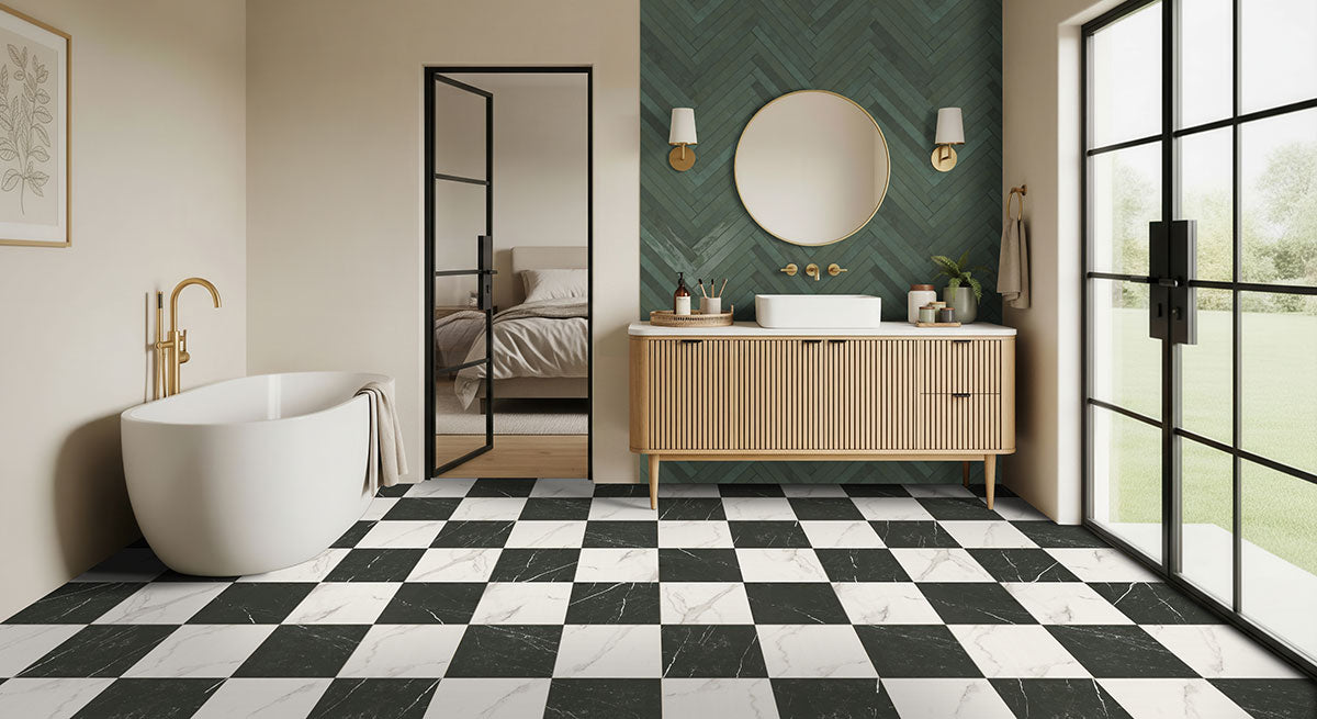 MSI Calacatta Marquina Checkered 24x24 Matte Porcelain Floor & Wall Tile