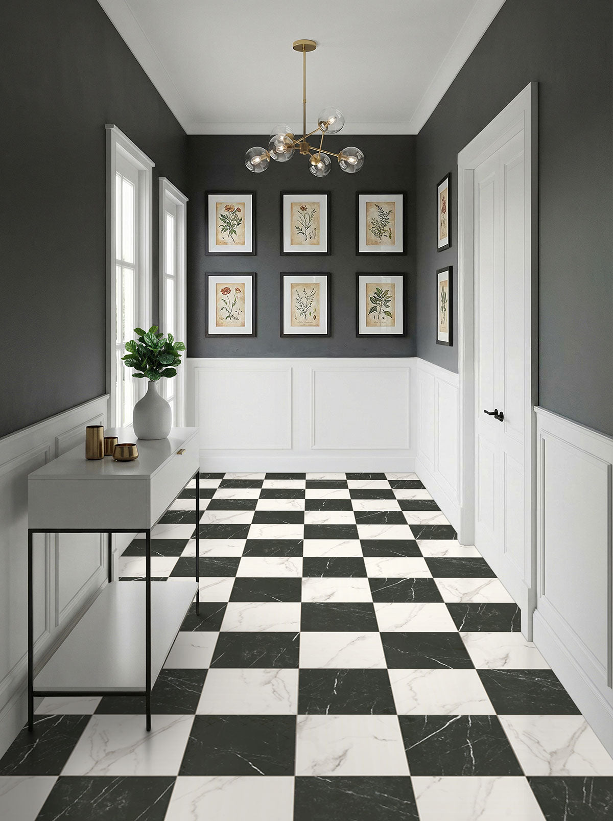 MSI Calacatta Marquina Checkered 24x24 Matte Porcelain Floor & Wall Tile