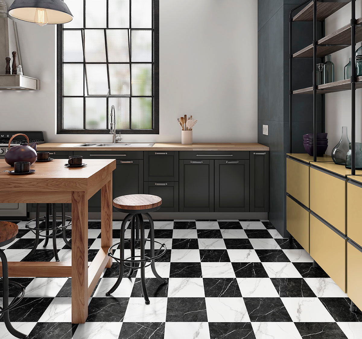 MSI Calacatta Marquina Checkered 24x24 Matte Porcelain Floor & Wall Tile