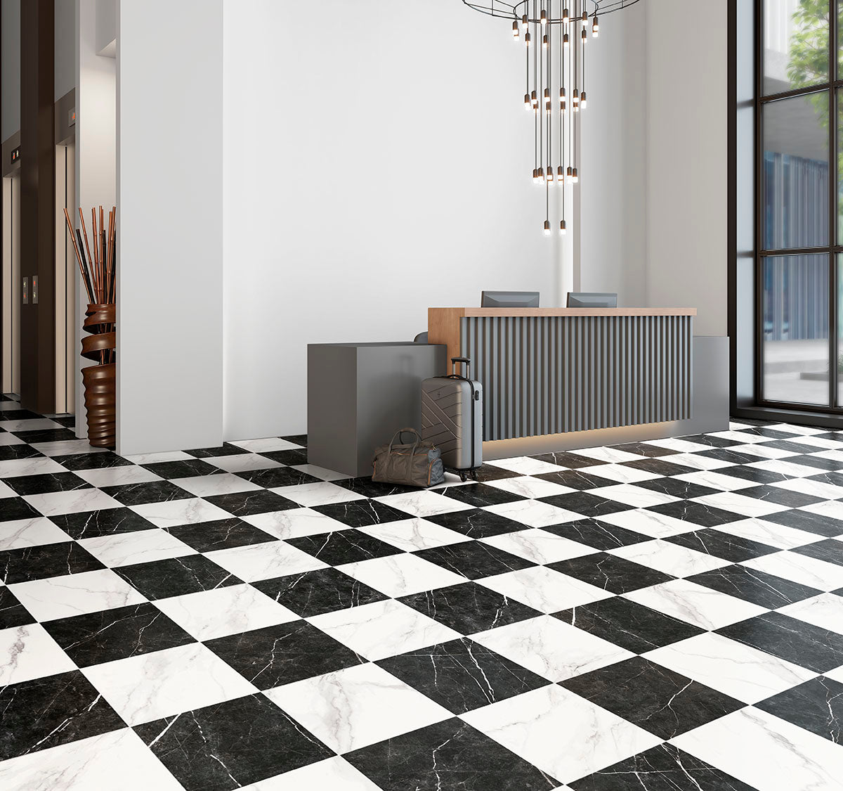 MSI Calacatta Marquina Checkered 24x24 Matte Porcelain Floor & Wall Tile