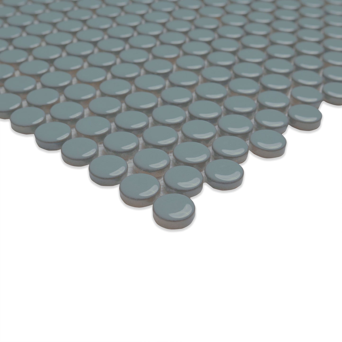 Cielo Azul Penny Round 11X12 Glossy Porcelain Mosaic Floor Wall Tile