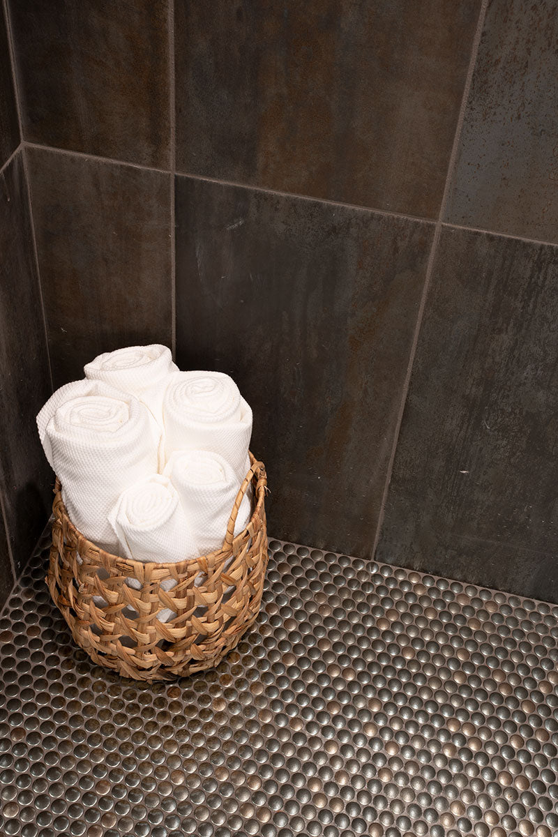 Metallico Penny Round Glossy Porcelain Mosaic Tile