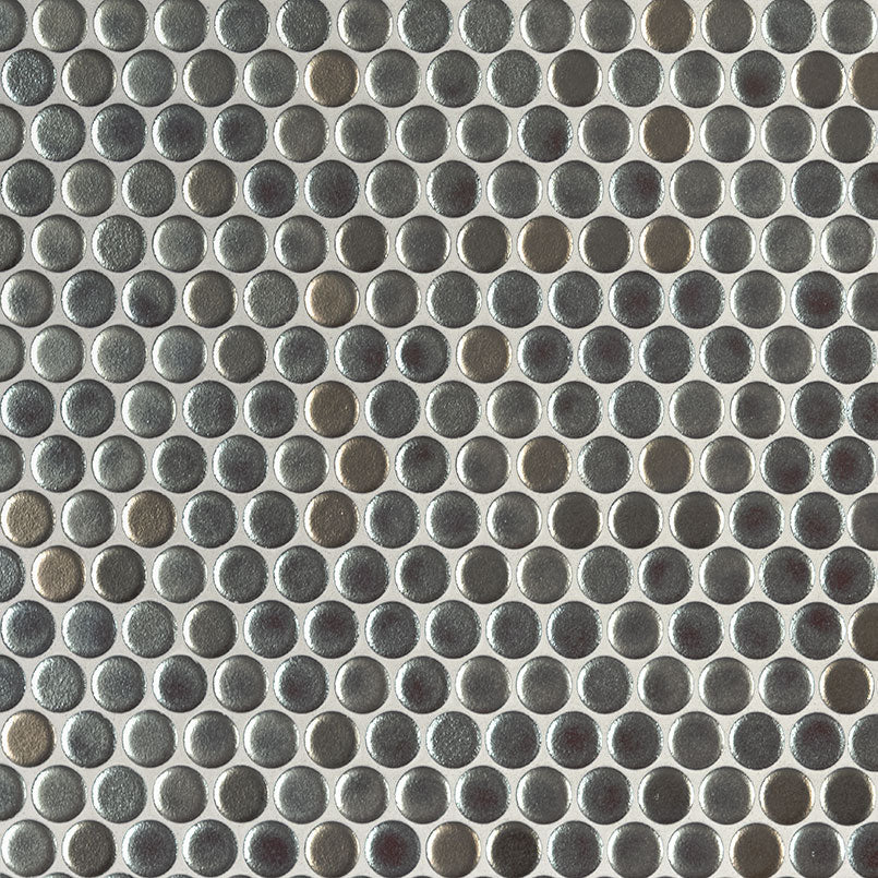Metallico Penny Round Glossy Porcelain Mosaic Tile