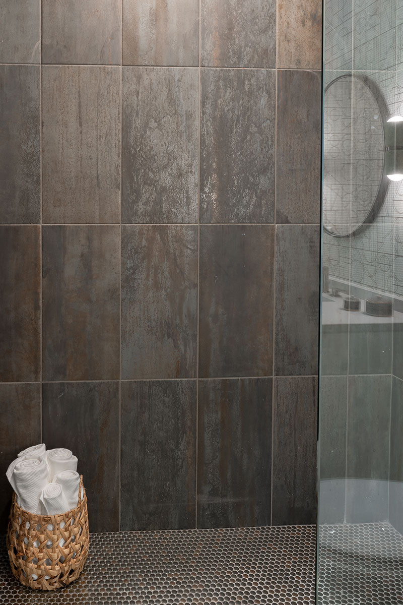 Metallico Penny Round Glossy Porcelain Mosaic Tile