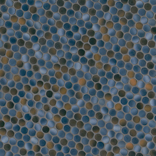 Azul Penny Round Glossy Porcelain Mosaic