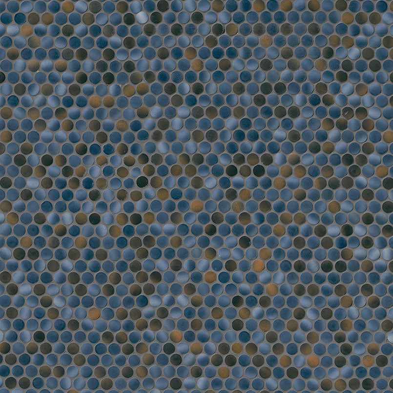 Azul Penny Round Glossy Porcelain Mosaic