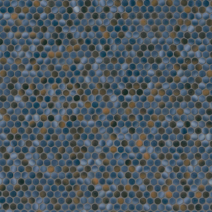 Azul Penny Round Glossy Porcelain Mosaic