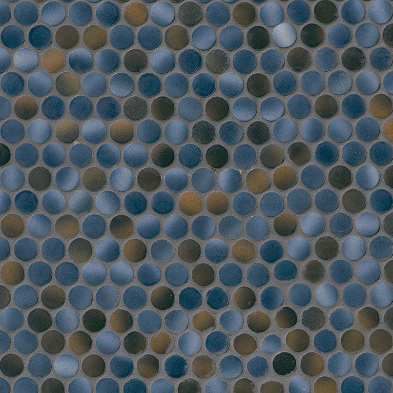 Azul Penny Round Glossy Porcelain Mosaic