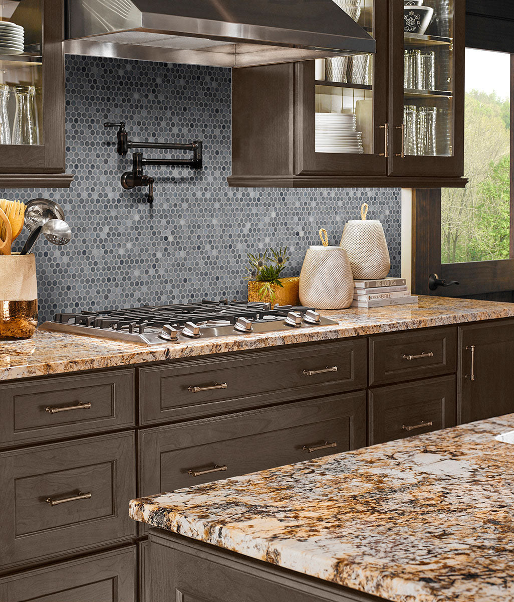 Grigio Mix Penny Round Glossy Ceramic Mosaic Tile